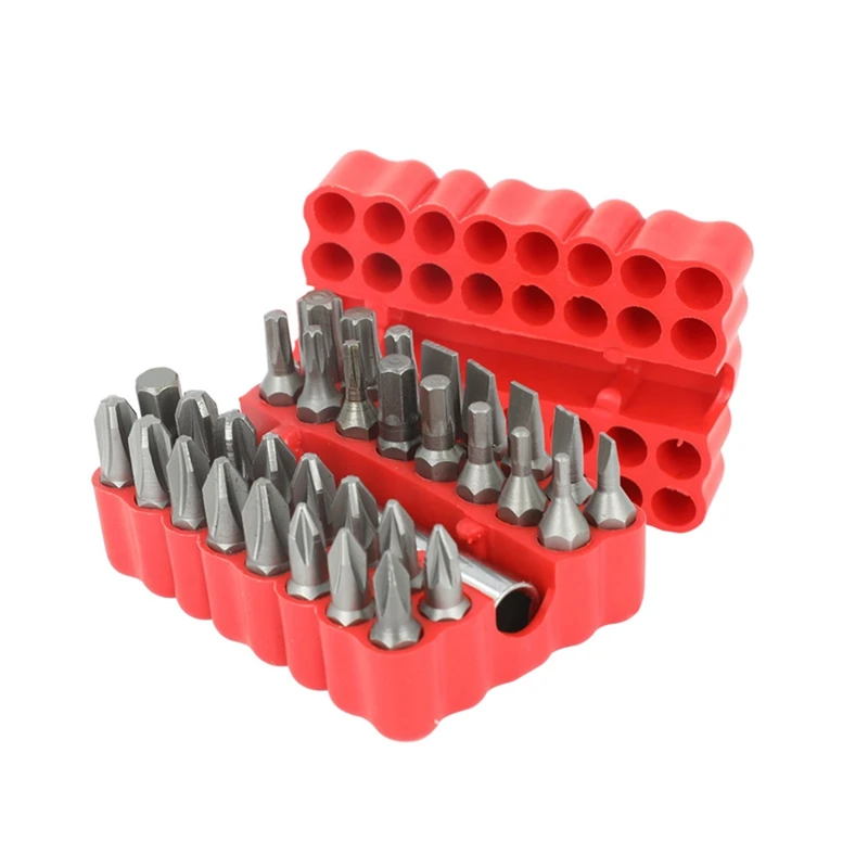 

33Pcs Electric Screwdriver Bit Combination Set Hexagonal Plum Blossom Three-Claw Four-Claw Slotted Screwdriver