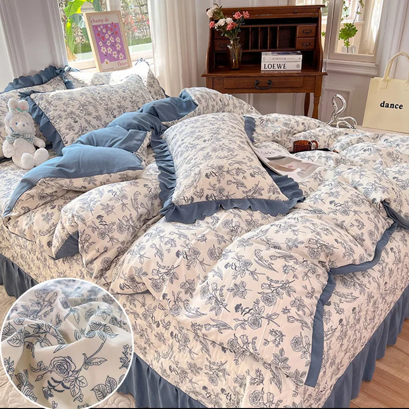 

Bonenjoy Quilt Cover Queen Size housse de couette Flower Home Duvet Covers Lace Pillowcase Soft Bed Linen Need order)