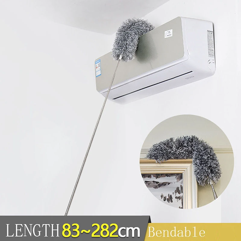 

280cm Microfiber Cleaning Brush Retractable Dusters Stainless Steel Telescopic Rod Arbitrarily Bent Duster Cleaning Tool