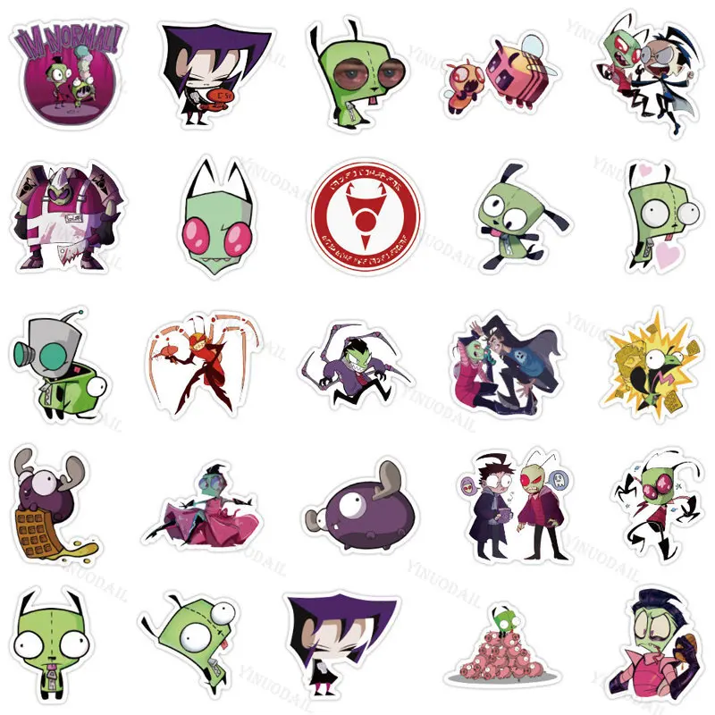 Фото Наклейки Invader Zim с мультяшными персонажами, 200 шт. №5