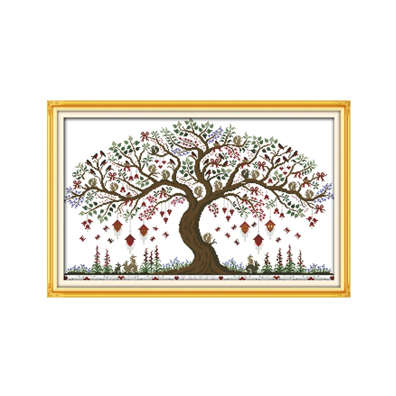 

Love tree cross stitch kit 14ct 11ct count printed canvas stitching embroidery DIY handmade needlework