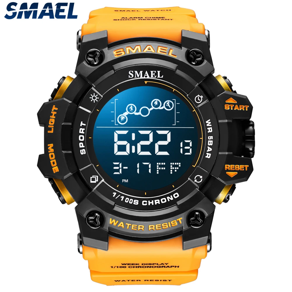 

New Digital Watches Men SMAEL Brand Big Dial Shock Resistant Bright Back Light Sport Wrist Watch For Men 8082 reloj hombre