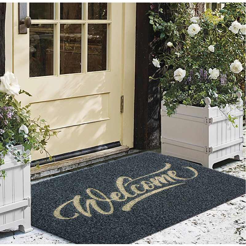 

Polyester Black Brown Entrance Doormat TPR Rubber Bathroom Kitchen Non-Slip Welcome Mat Mud-removing Sand-stripping Floor Carpet