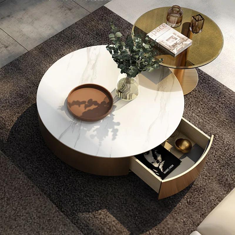 

Entrance Hall Table Nesting Glass Mobile Drawer Type Luxury Middle Coffee Table Living Room Orta Sehpa Room Furniture MQ50CJ