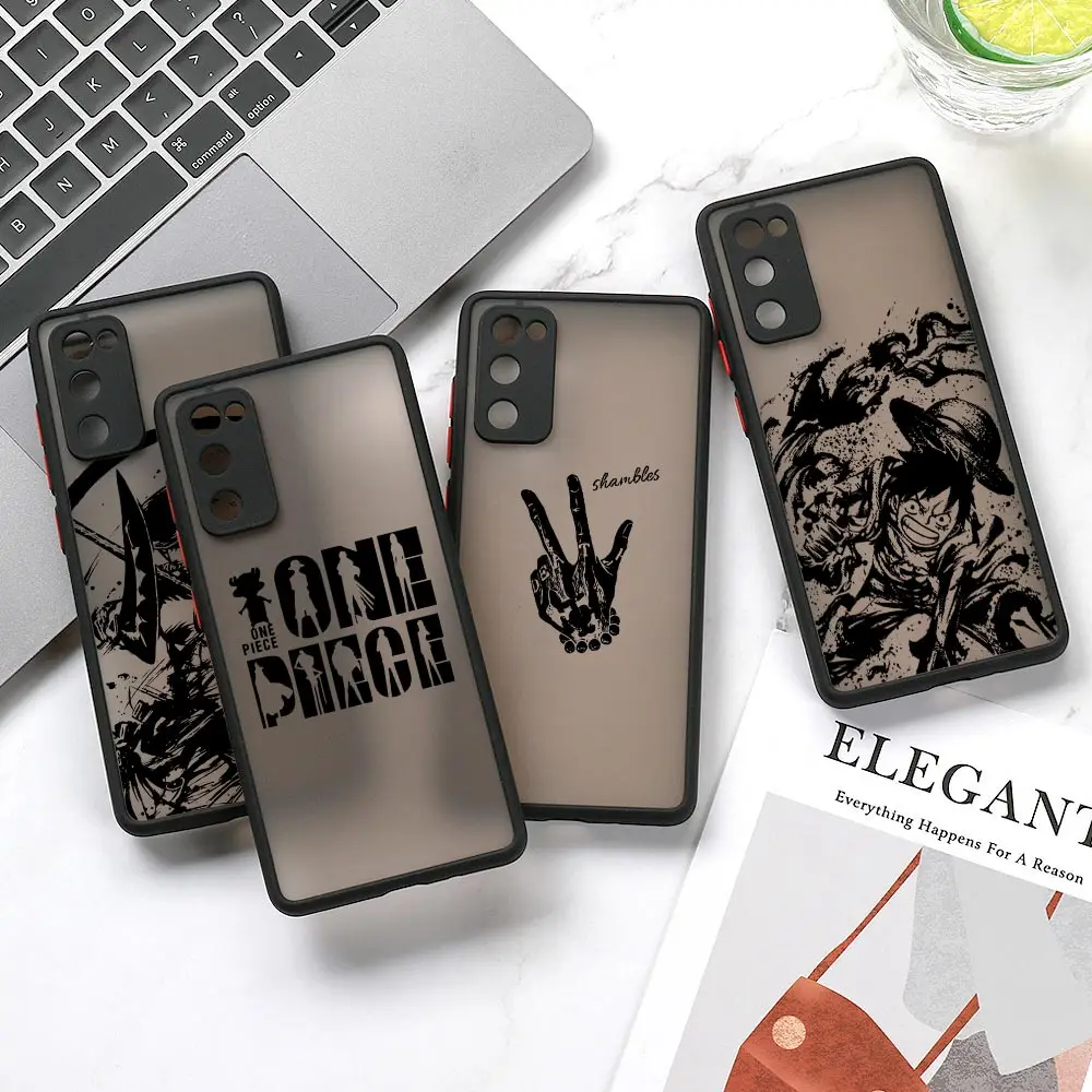 

Case For Samsung Galaxy A52 Coque A52S A72 A53 A73 A71 A13 A32 A51 A33 Matte Cover Japan Anime One-Room-Piece Drawings Black Art