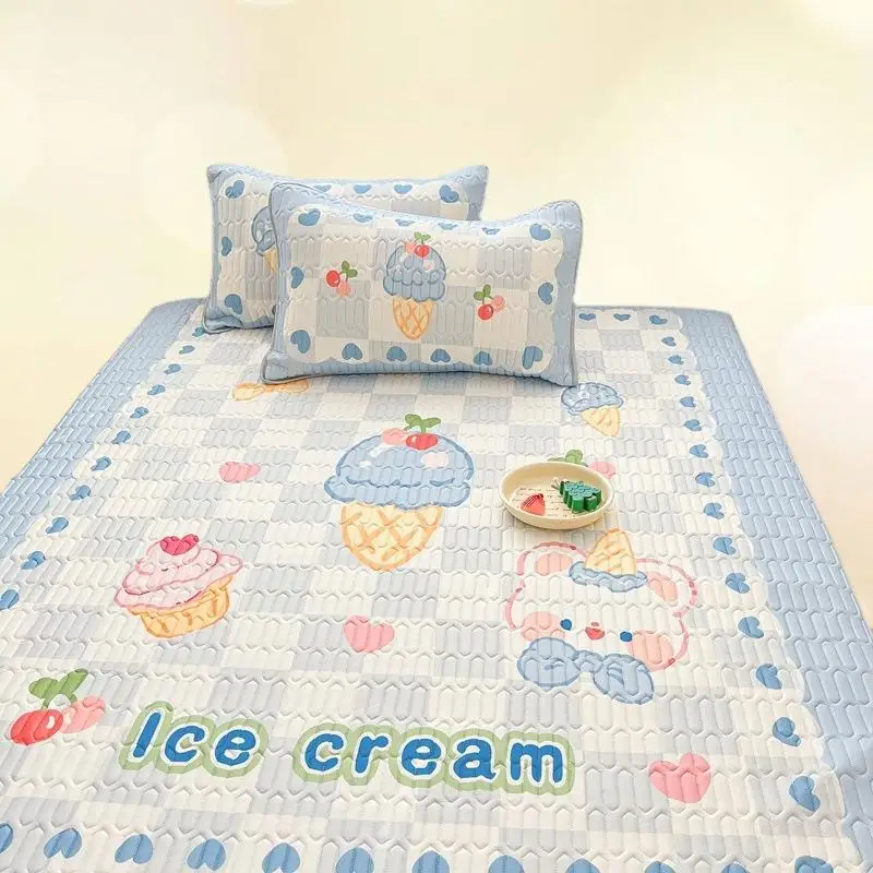 

Милый стильный латексный коврик, комплект из трех предметов, Летний дышащий приятный для кожи утепленный домашний текстиль с рисунком из вискозы, моющийся