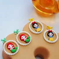disney anime figures snow white earrings korean fashion cute pearl earrings girl accessorie princess series earrings girls gifts