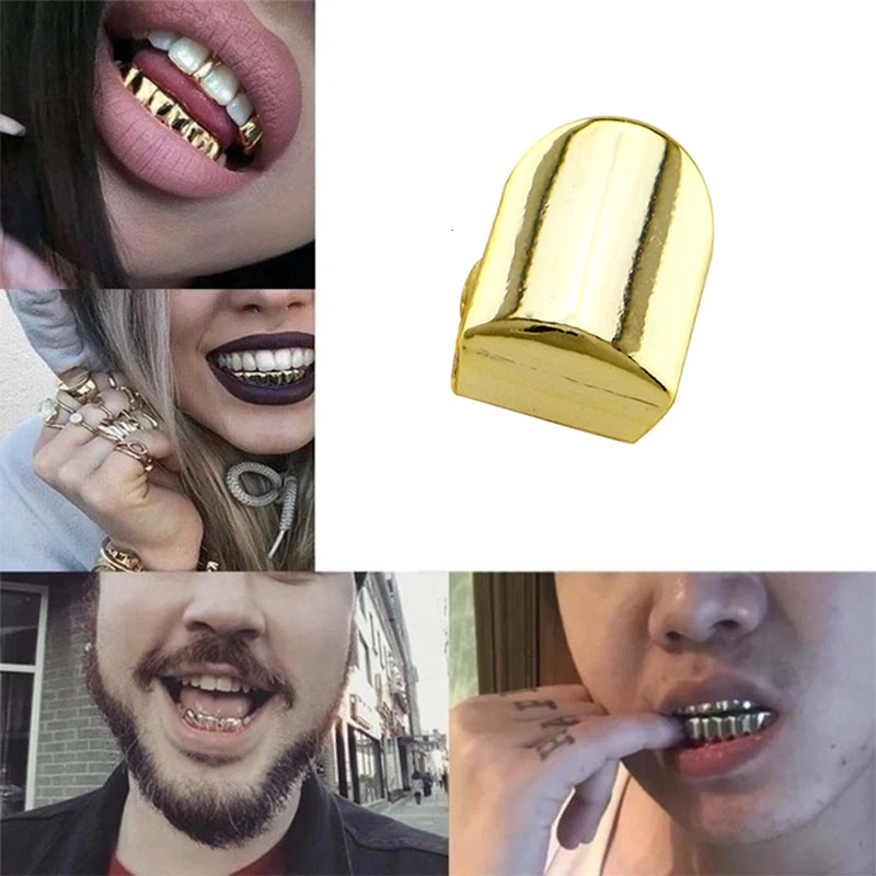 1pc Gold Plated Small Single Tooth Cap Gold Plated Hip Hop Teeth Grillz Caps Top Or Bottom Grill False Teeth Whitening Tooth Cap