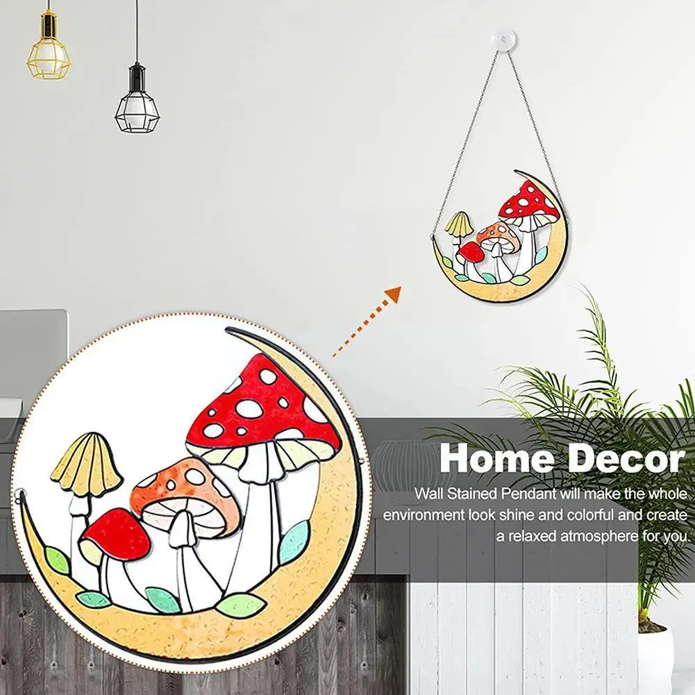 

Amazon акриловые красочные грибы, садовые украшения для дома, настенный кулон, окно, стекло, балконное украшение, крыльцо, подвесное D4X3