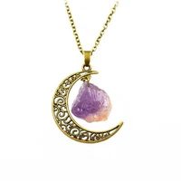 2021 quartz crystal pendant gemstone moon necklace for women new trend female jewelry