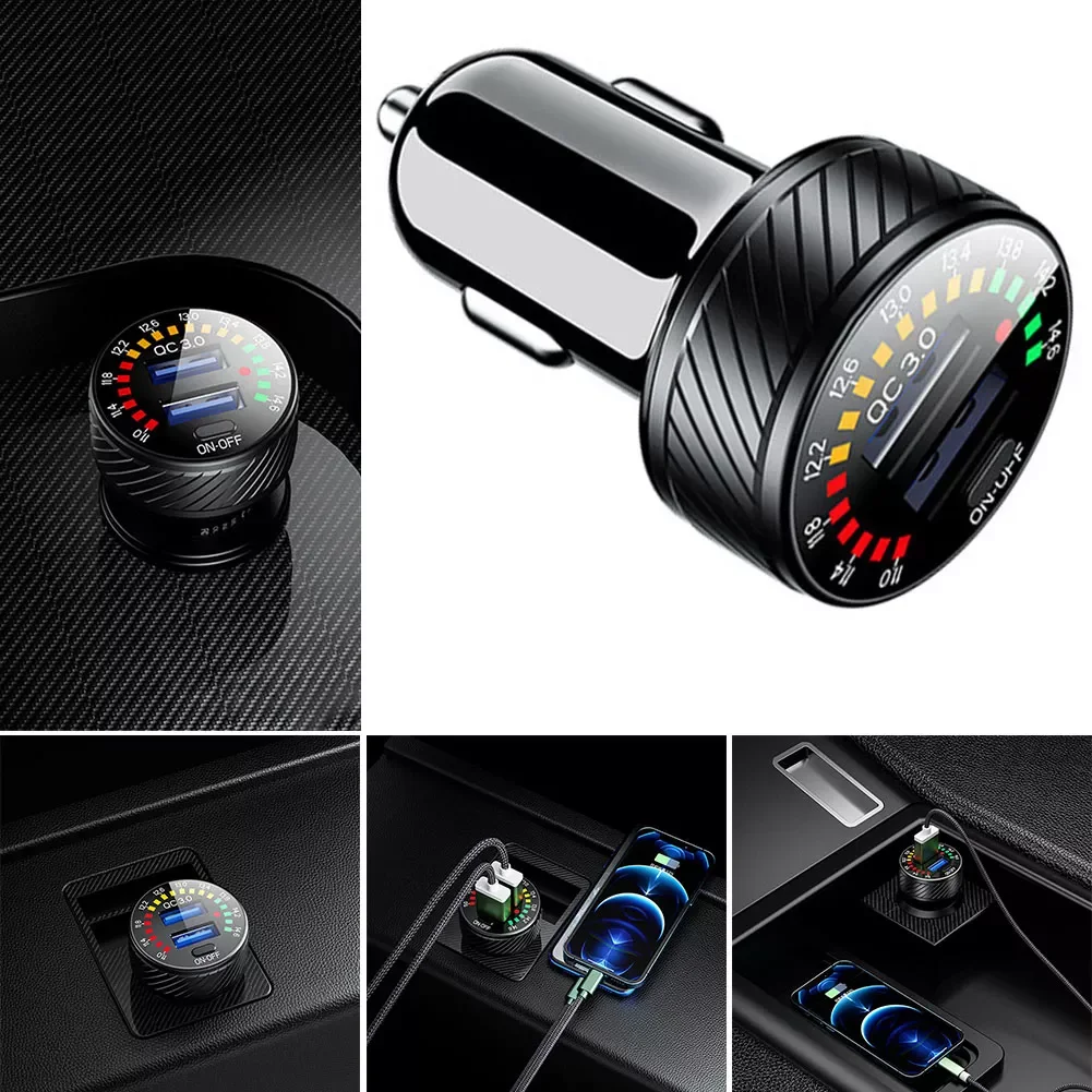 

Charger Dual USB Socket Phone Fast Charging W/LED Voltmeter ON OFF Switch Support QC 3.0 Dc 12-24v Fast Charging Support