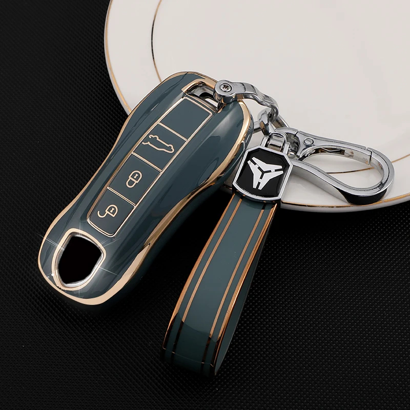 TPU Car Smart Key Case Cover for Porsche Cayenne 9ya Panamera 971 911 Macan Boxster Shell Fob Keychain Protector Accessories