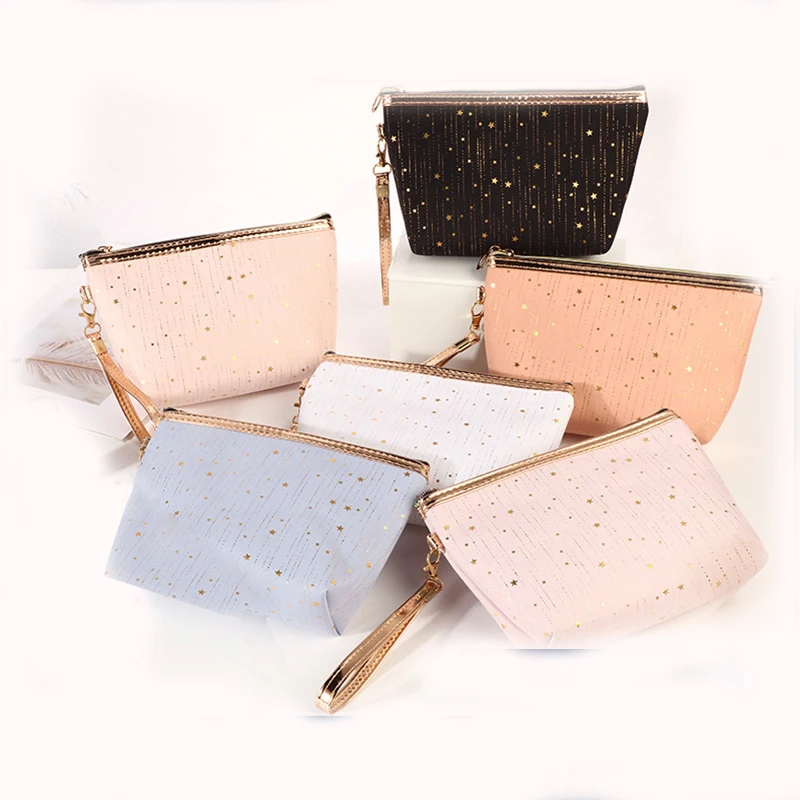 

2022 Fashion Cosmetic Bag Women Bronzing Bling Stars Makeup Bags Travel Organizer Toiletry Kits Portable Make Up Bags Beautician