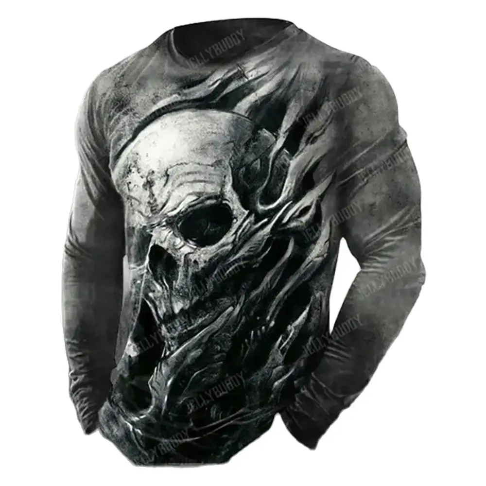 Футболка мужская с длинным рукавом и круглым вырезом большого размера - купить по