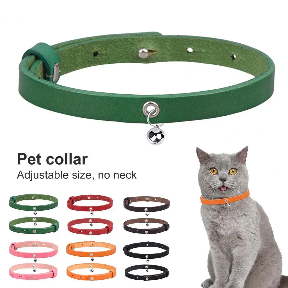 Pet Dog Collar with Bell Cowhide Collar for Cats Dogs Necklace Cat Kitten Collar Pet Necklace collar perro ошейник для собак