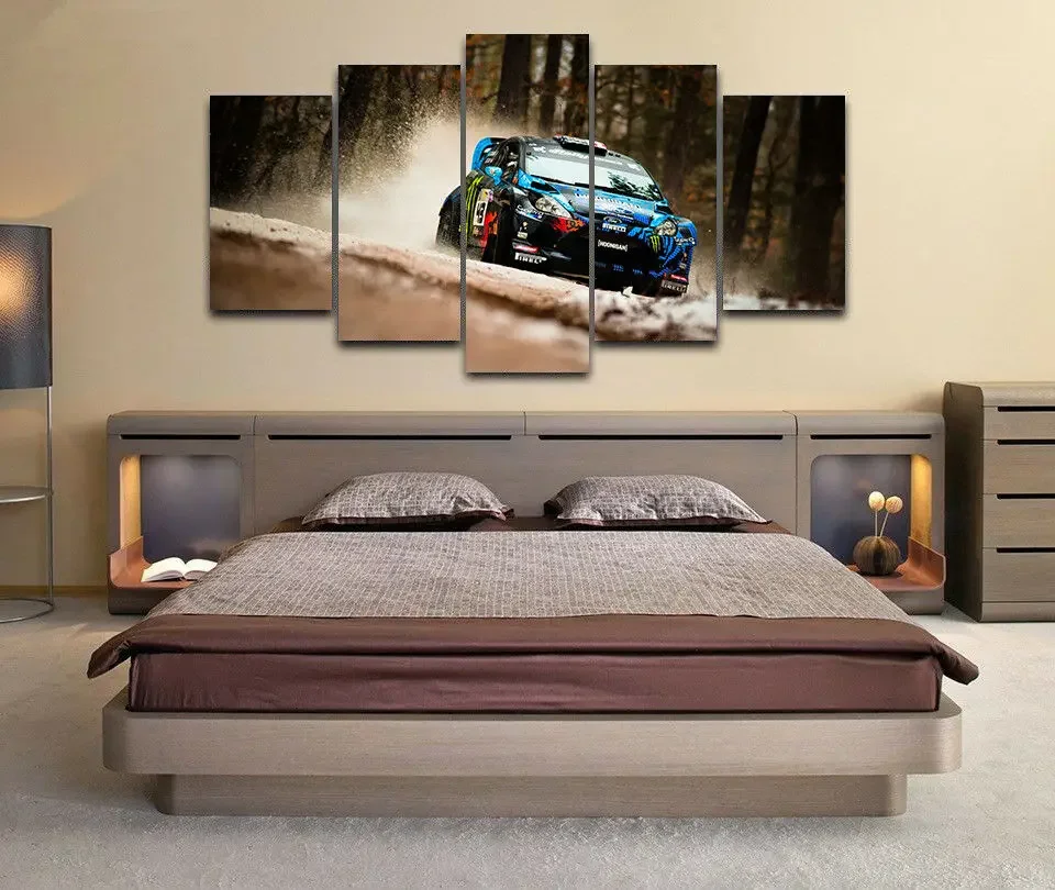 Фото Холст без рамки, 5 шт., Fiesta Hoonigan GYMKHANA, спортивный автомобиль, настенные художественные постеры, картины, домашний декор для гостиной №3