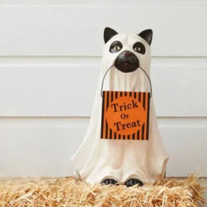 Хэллоуин миска для конфет собака кошка скульптура дверной орнамент смола щенок