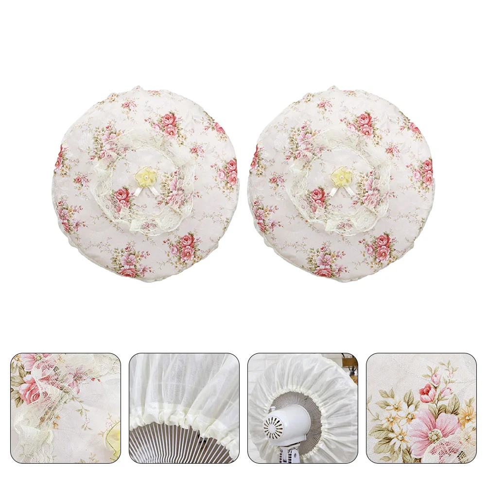 

2 Pcs Upright Fan Dust Cover Protective Covers Floor-standing Dust-proof Printed Polyester