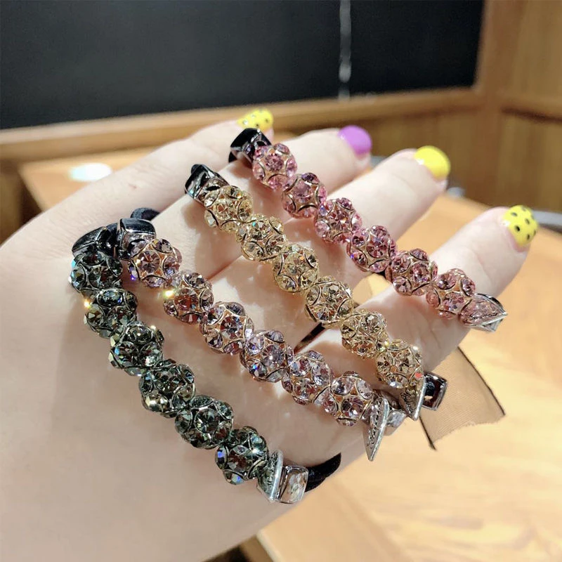 

Retro Girl Headband RhinestoneLace Bow Hair Rope Princess Fashion Bracelet Dual-Use Headwear Women Accessories