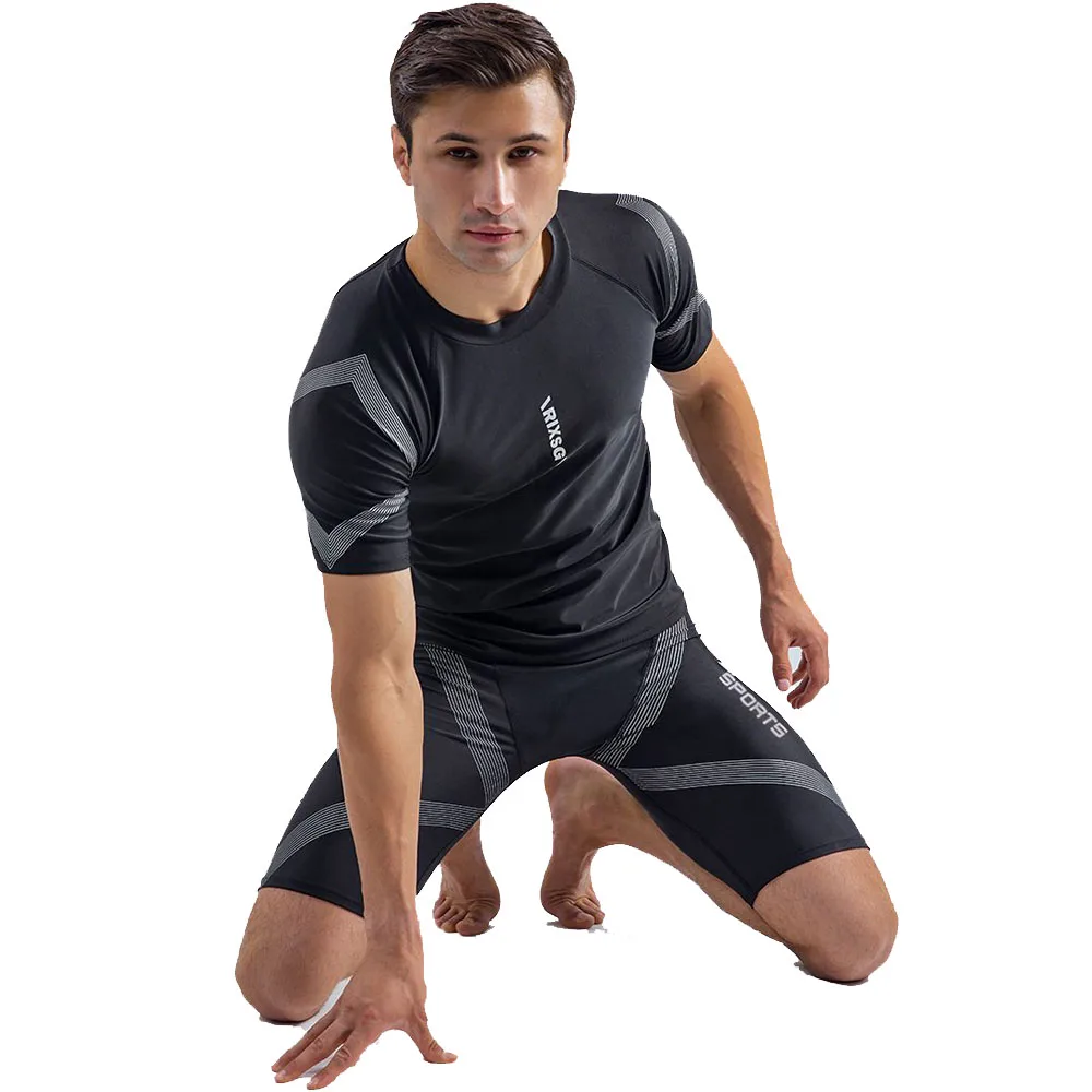 2022 Men's Quick Dry Short Sleeve Swimwear T Shirts UV Protection Rash Swimwear Tops Shorts Water Sports Snorkeling Surf Tops