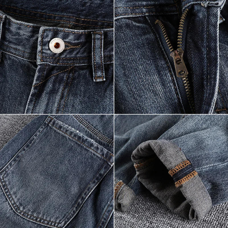 Spring and summer 2022 new American Vintage Blue patch jeans men's trend loose Harlan Capris