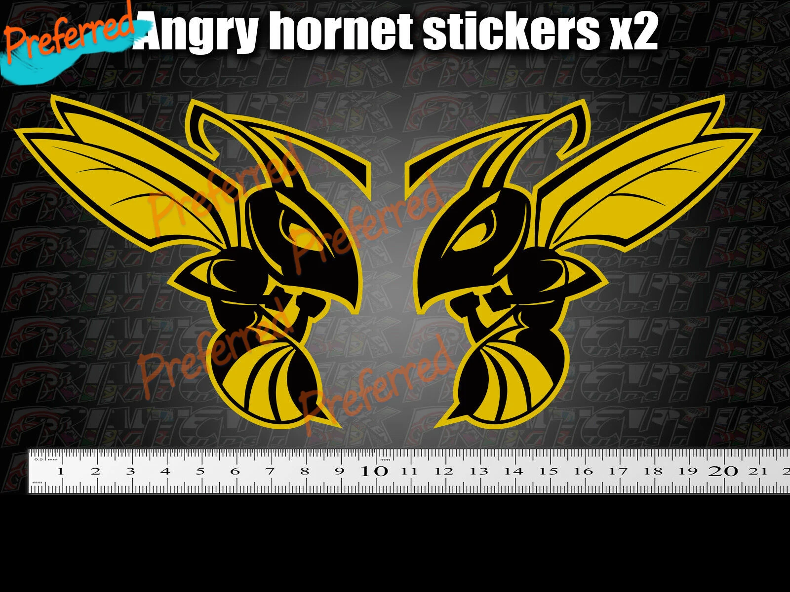 Angry Wasp Hornet Stickers X2 Moto GP Laptop Helmet Bike Car Scooter Laptop, Car, Stash Box Funny Rude Slap