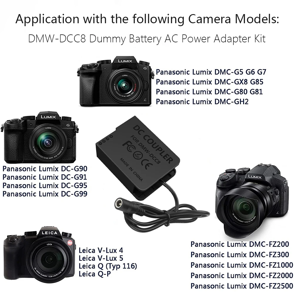 Аккумулятор-муляж 5V Type-C DMW-BLC12 DMW-AC8 DMW-DCC8 DC Coupler для Panasonic DMC-G5 G6 G7 G8 GX8 G80 G81 G85 FZ200 FZ300 (art.: 3920d95b3e2f1) - 3920d95b3e2f1