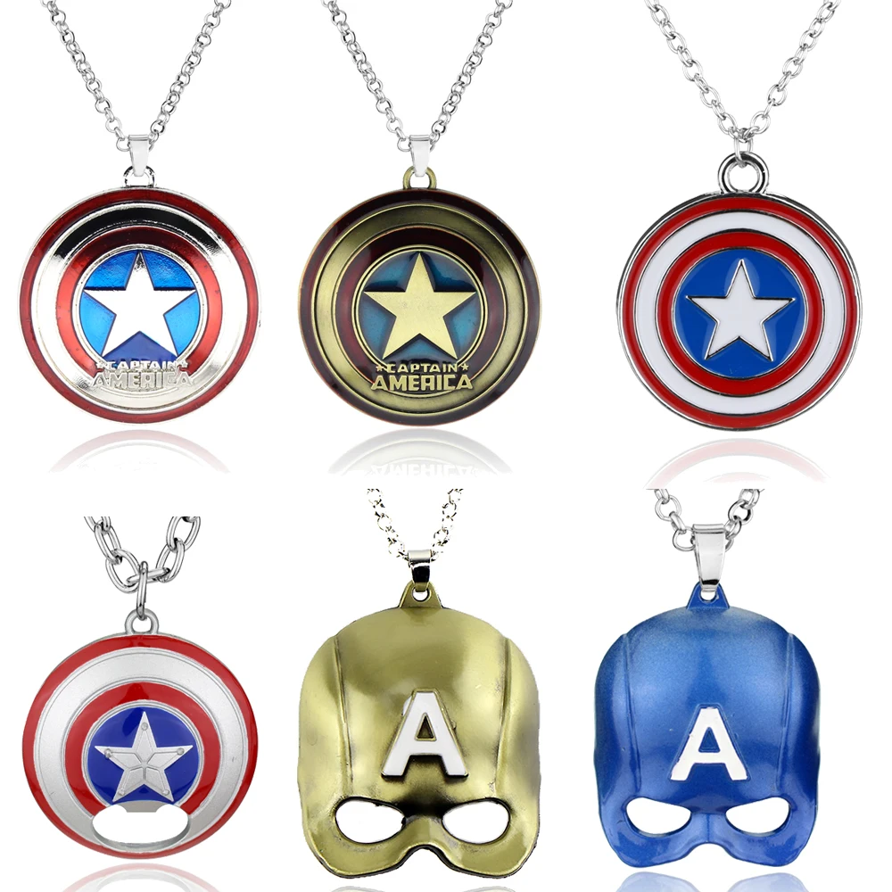 

Marvel Superhero Captain America Shield Metal Necklace Men's Boys Cosplay Accessories Steve Rogers Round Shield Pendant Necklace