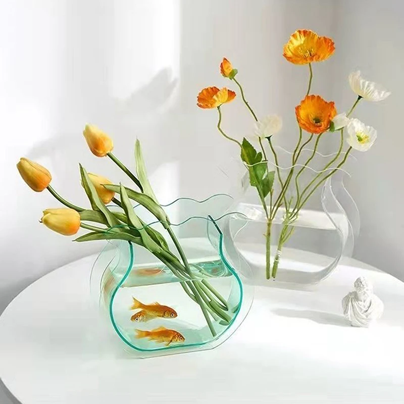 Акриловая ваза для цветов разноцветная художественная Цветочная композиция