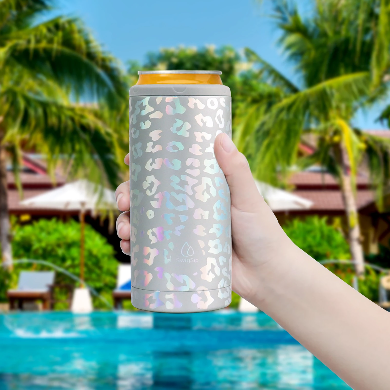 Swig Sip Skinny Can Cooler - Double Wall Stainless Steel Vacuum Insulated Can Holder for 12oz Slim Tall Beverage Bridesmaid Gift images - 6