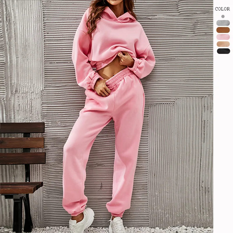 

Осень/Зима 2023 толстовка с капюшоном из резьбовой ткани модные брюки женский костюм чистый вожделение