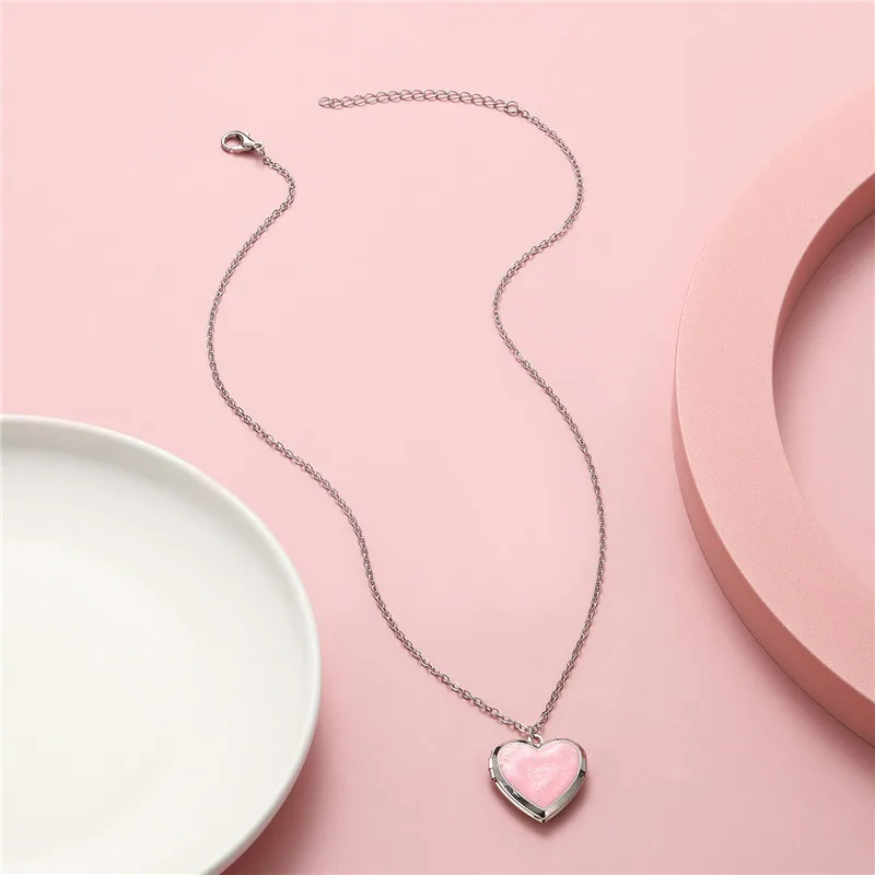Новое милое персиковое сердце ожерелье Любовь открывающееся и закрывающееся