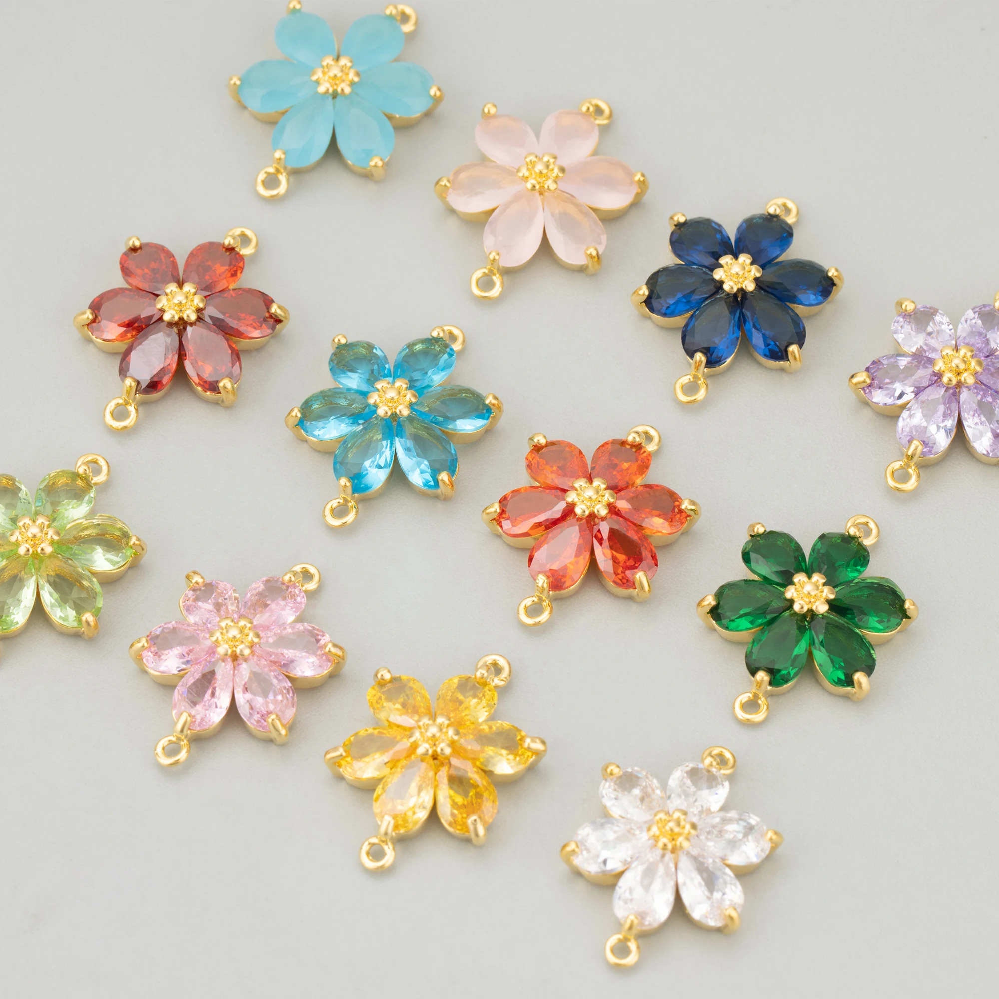 GUFEATHER MF86 ювелирные аксессуары позолота 18 карат медь цирконы форма цветка два