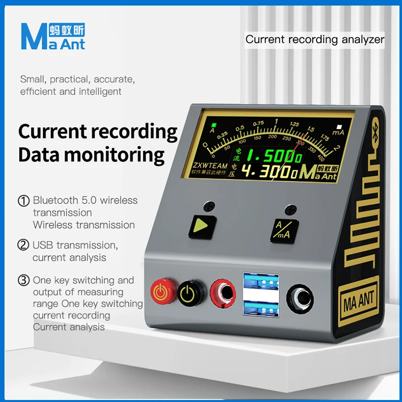 MaAnt 3.2 Inch Current Recorder Analyzer for Dual Battery Cell Mobile Phone Boot One Key Switch Current Record Data Monitoring