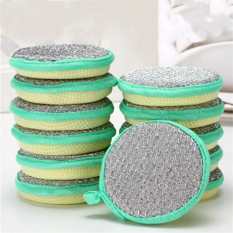 

Kitchen Cleaning Scouring Cloth 2.5cm/1.8cm Sponge Cleaning Towel Anti-oil Cleaning Tools Dishwashing Rag Round Decontamination