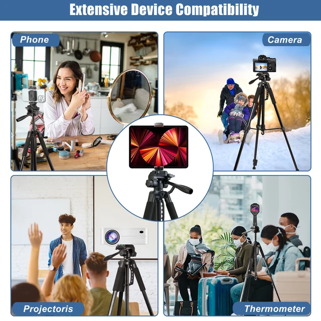 Camera Tripod 180cm Lightweight Mobile Phone Stand with Wireless Remote Carry Bag for iPhone iPad Pro 12.9 6