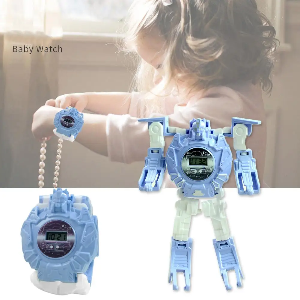 

Electronic Cartoon Robot Deformation Wrist Watch ABS Decorative Wear Personality Especially Children Student Watch Gifts