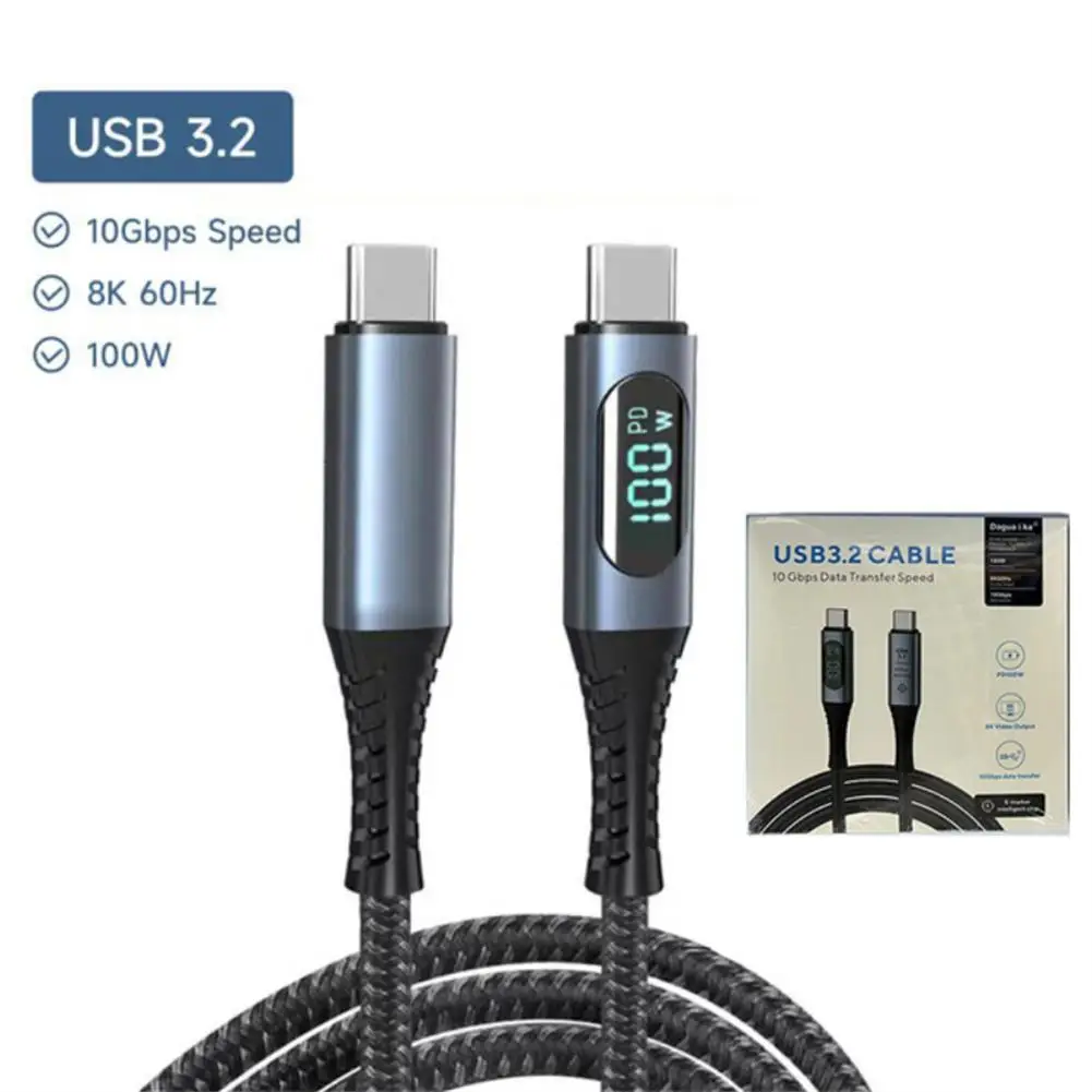 

Usb3.2 10gbps Type C To Type C Cable Pd3.1 100w Fast Charging Cable 8k To 60hz Compatible For Ps5 Nintendo Switch