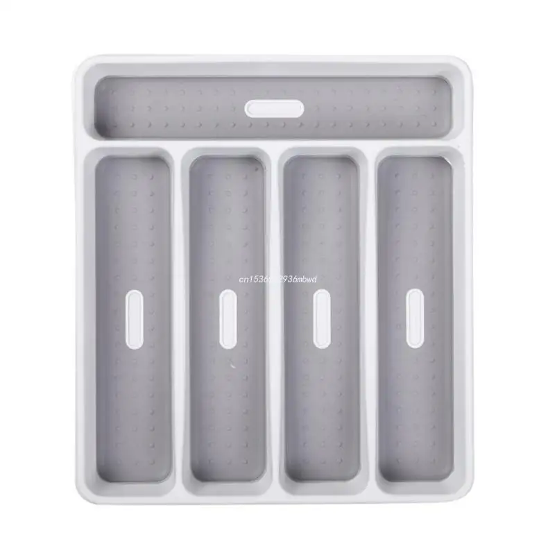 

Classic Small Silverware Tray White 5-Compartments Icons help sort Flatware, Utensils and Cutlery Soft-grip Lining and Dropship