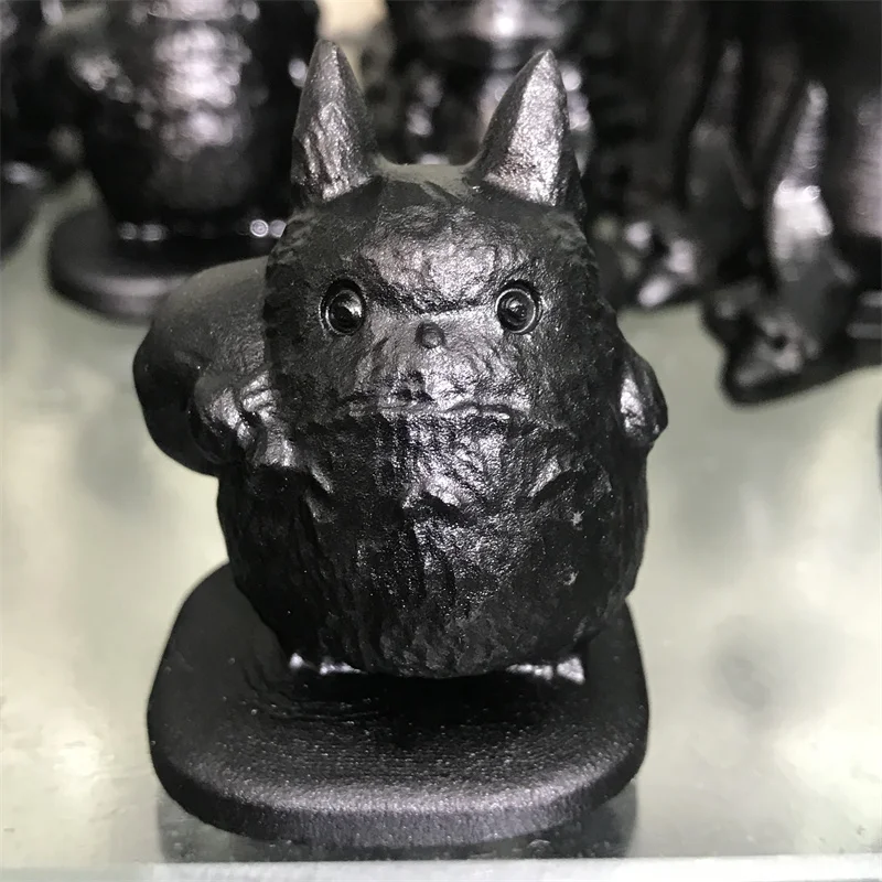 

Natural Black obsidian crystal Carved Totoro Figurine Crystal Stone cartoon characters