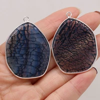 natural stone black blue dragon pattern agate irregular pendant craft jewelry makingdiy necklace earring accessories gift33x45mm