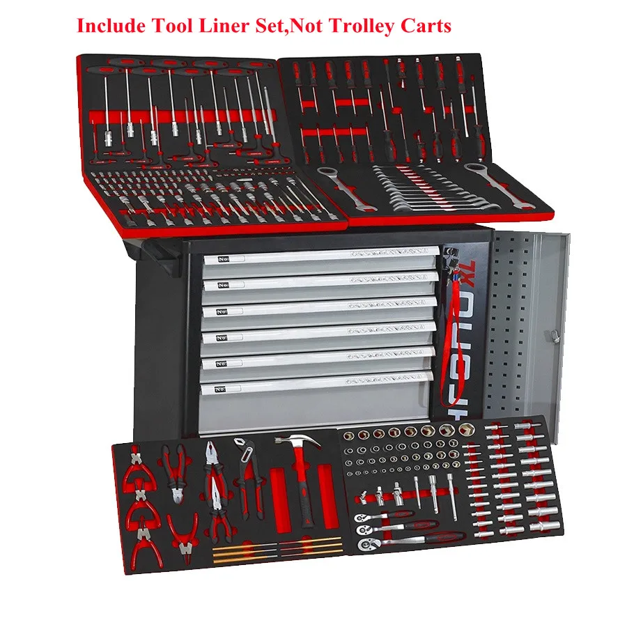 135pcs 1/2 3/8 1/4 Inch Drive Auto Repair Tool Kit Household EVA Set Fit Tools Chest Roller Cabinet Tray,Socket Spinner Handle
