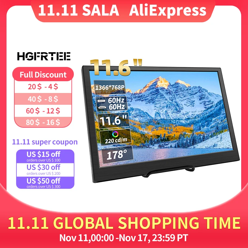 

Монитор игровой портативный, 11,6 дюйма, HDMI, для Switch/PS4/Xbox/Raspberry Pi