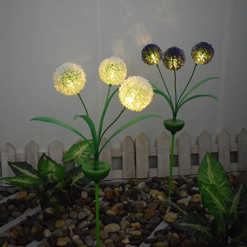 

LED Solar Dandelion Lawn Plug Light 3 Heads Flower Ball Street Lamp Lighting Ornament for Garden Decorations