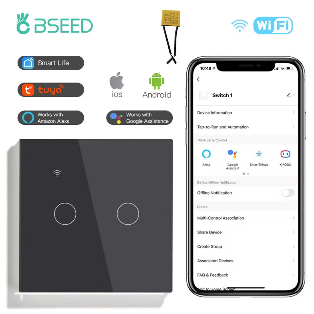 

BSEED Умный сенсорный выключатель света 1/2/3/4 Gang
