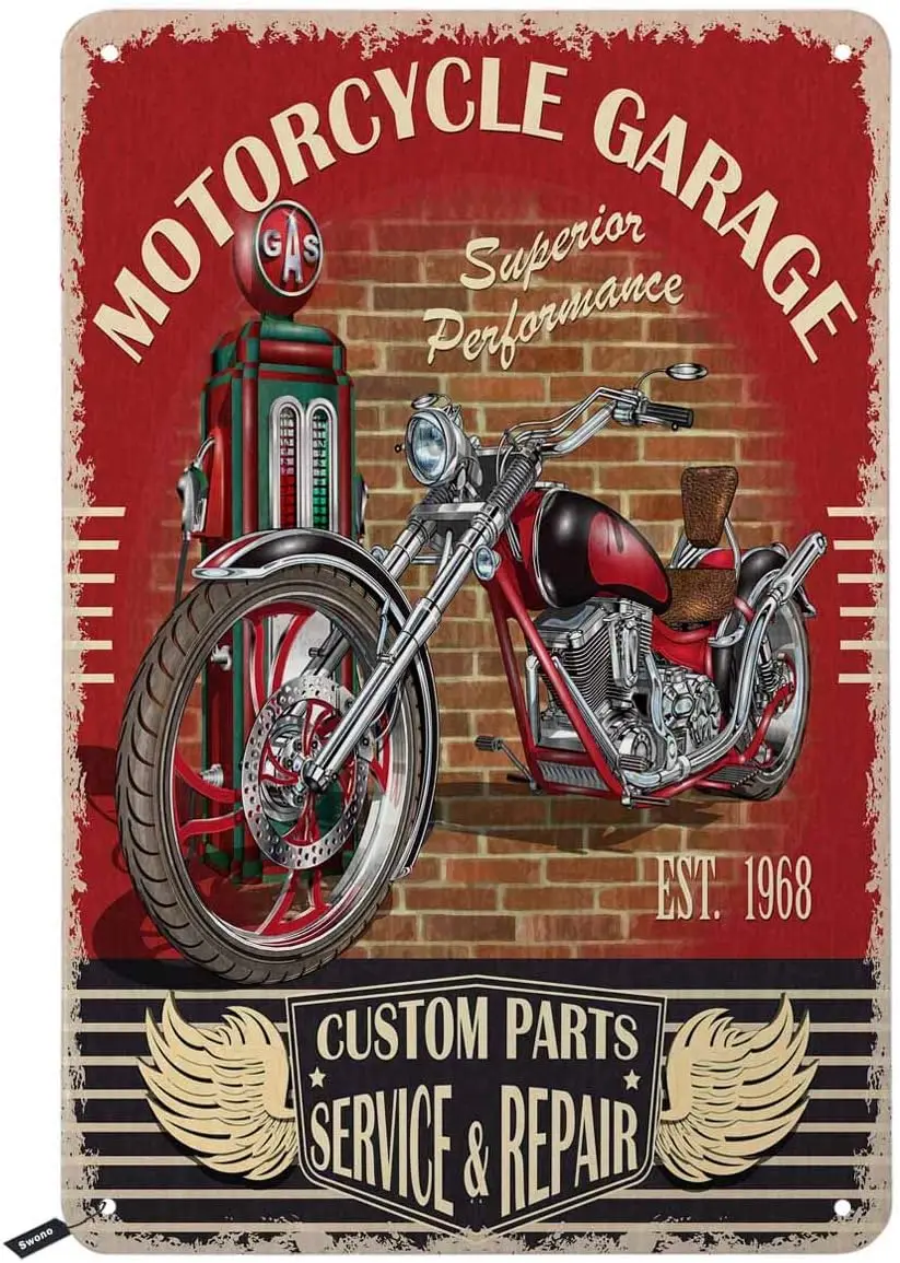 Оловянные вывески Swono для мотоцикла гаража крутой мотор на азовой станции
