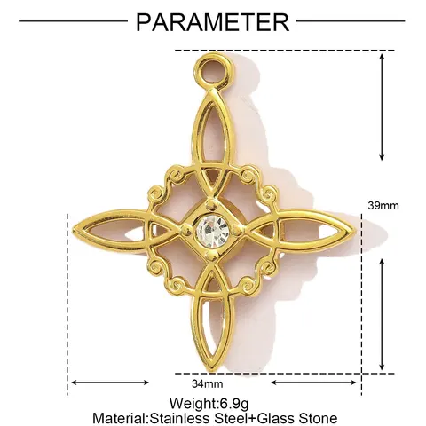 3 шт./лот, французское ретро ожерелье из нержавеющей стали с эмалью и сердцем любви, кулон для женщин, стразы, крест, сердце, сделай сам, подвески, ювелирные изделия со звездами