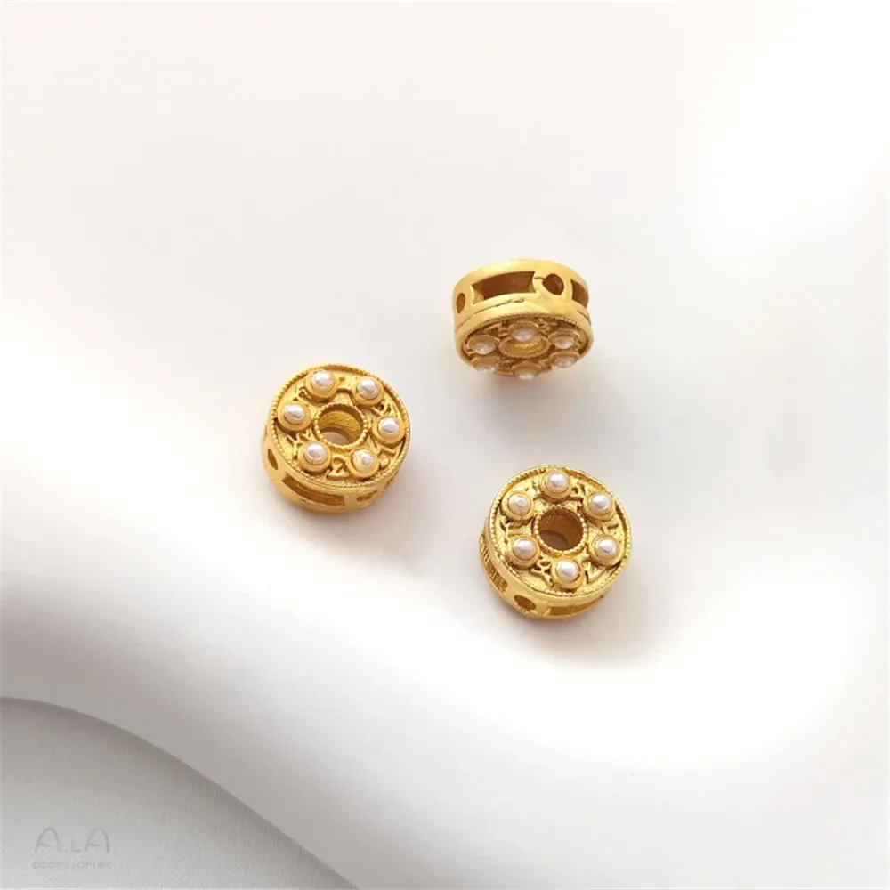 Матовое золото инкрустированный искусственным жемчугом клевера перегородка в