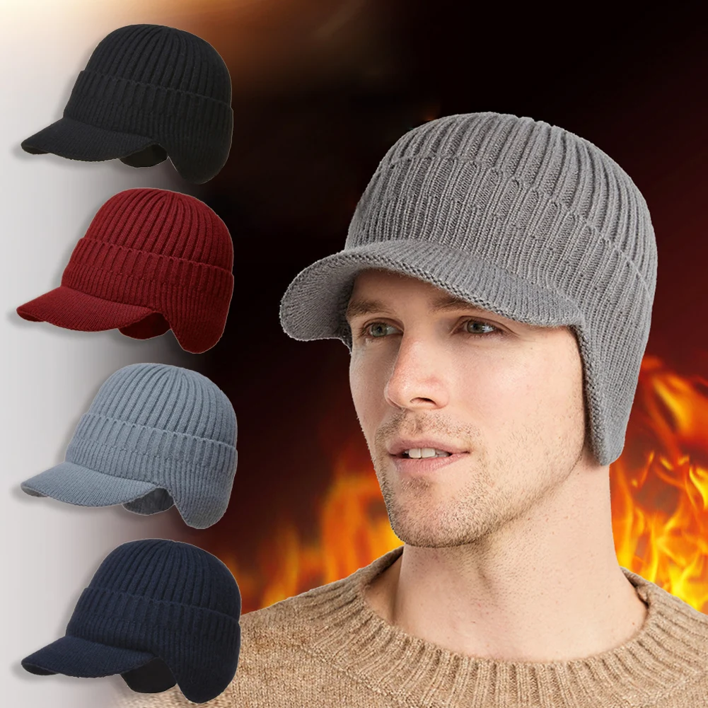 

Новая зимняя мужская шапка защита ушей теплая плотная трикотажная велосипедная шапка шарф ветрозащитные козырьки бейсболка Мужская