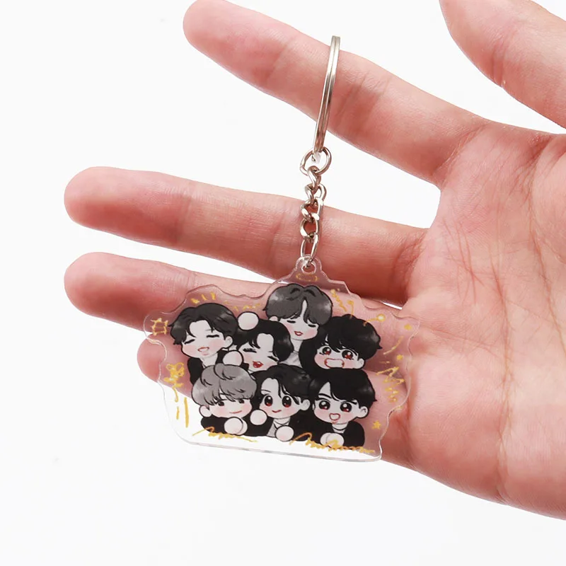 

Kpop Bangtan Boys Keychain Jimin Jin Suga Jhope Junkook V RM Cute Cartoon School Bag Mobile Phone Decoration Key Ring Gifts